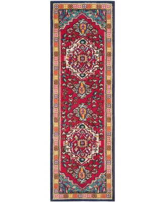 Safavieh Monaco MNC207 Red and Turquoise 2'2" x 12' Runner Area Rug