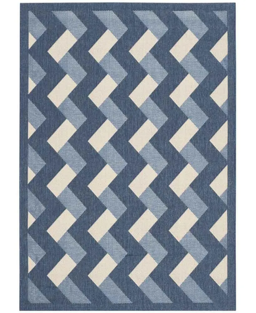 Safavieh Courtyard CY7430 Navy and Beige 4' x 5'7" Sisal Weave Outdoor Area Rug