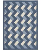 Safavieh Courtyard CY7430 Navy and Beige 4' x 5'7" Sisal Weave Outdoor Area Rug