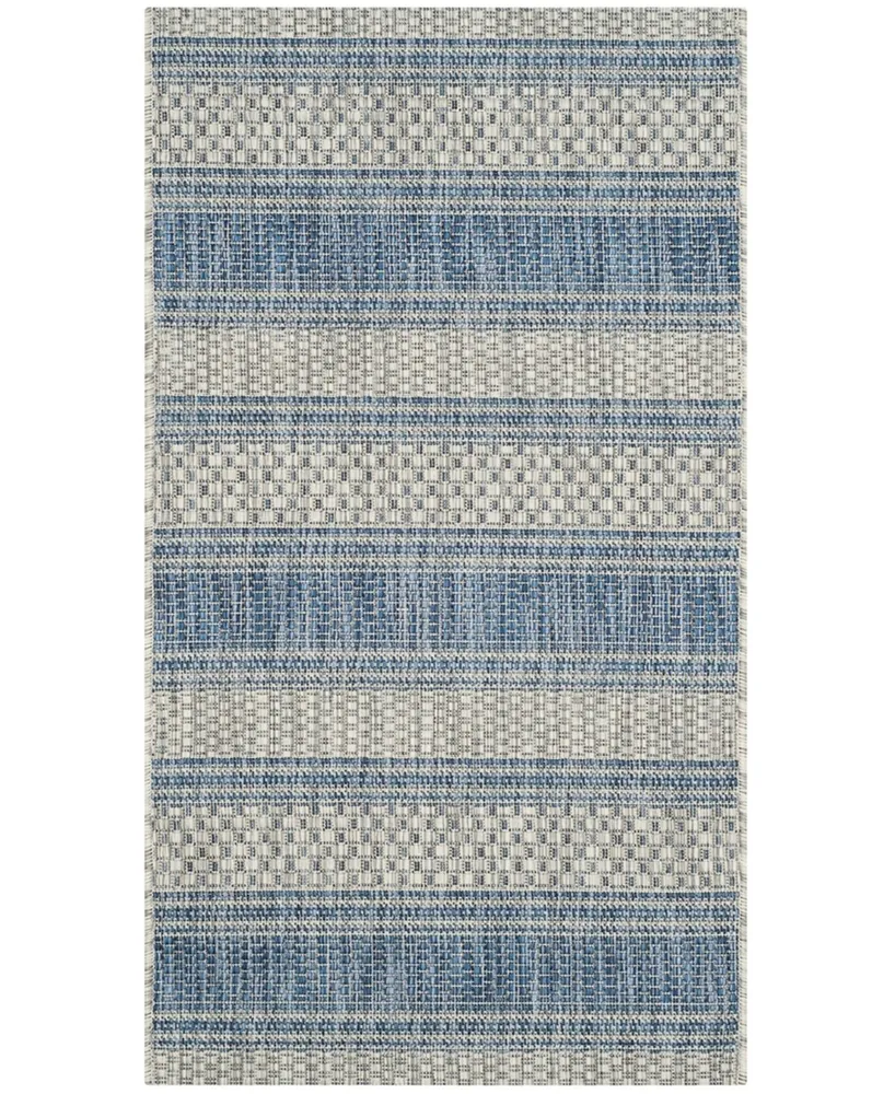 Safavieh Courtyard CY8464 Gray and Navy 2'7" x 5' Outdoor Area Rug
