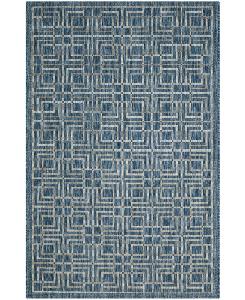 Safavieh Courtyard CY8467 Navy and Gray 4' x 5'7" Outdoor Area Rug