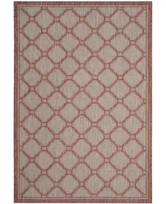 Safavieh Courtyard CY8474 Red and Beige 4' x 5'7" Sisal Weave Outdoor Area Rug