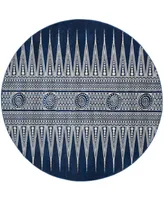 Safavieh Evoke EVK226 Royal and Ivory 6'7" x 6'7" Round Area Rug