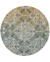 Safavieh Evoke EVK230 Gray and Ivory 5'1" x 5'1" Round Area Rug