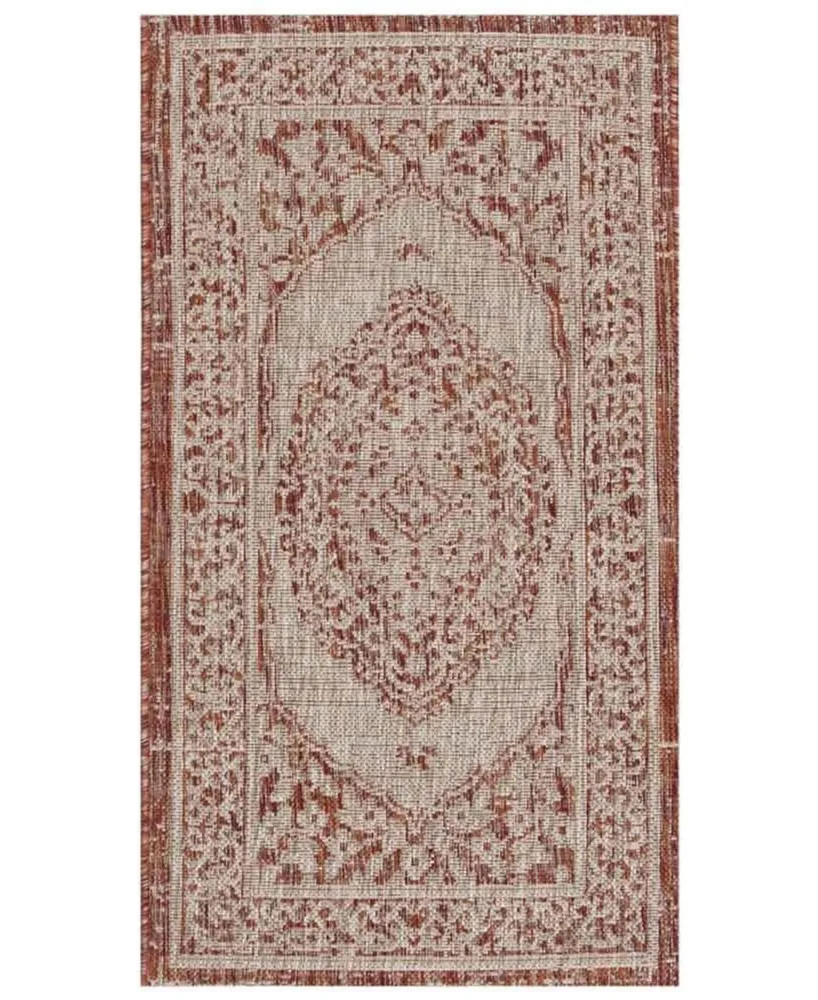 Safavieh Courtyard CY8751 Light Beige and Terracotta 2' x 3'7" Sisal Weave Outdoor Area Rug