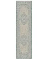 Safavieh Courtyard CY8751 Light Grey and Aqua 2'3" x 8' Sisal Weave Runner Outdoor Area Rug