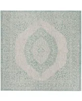 Safavieh Courtyard CY8751 Light Gray and Aqua 6'7" x 6'7" Sisal Weave Square Outdoor Area Rug