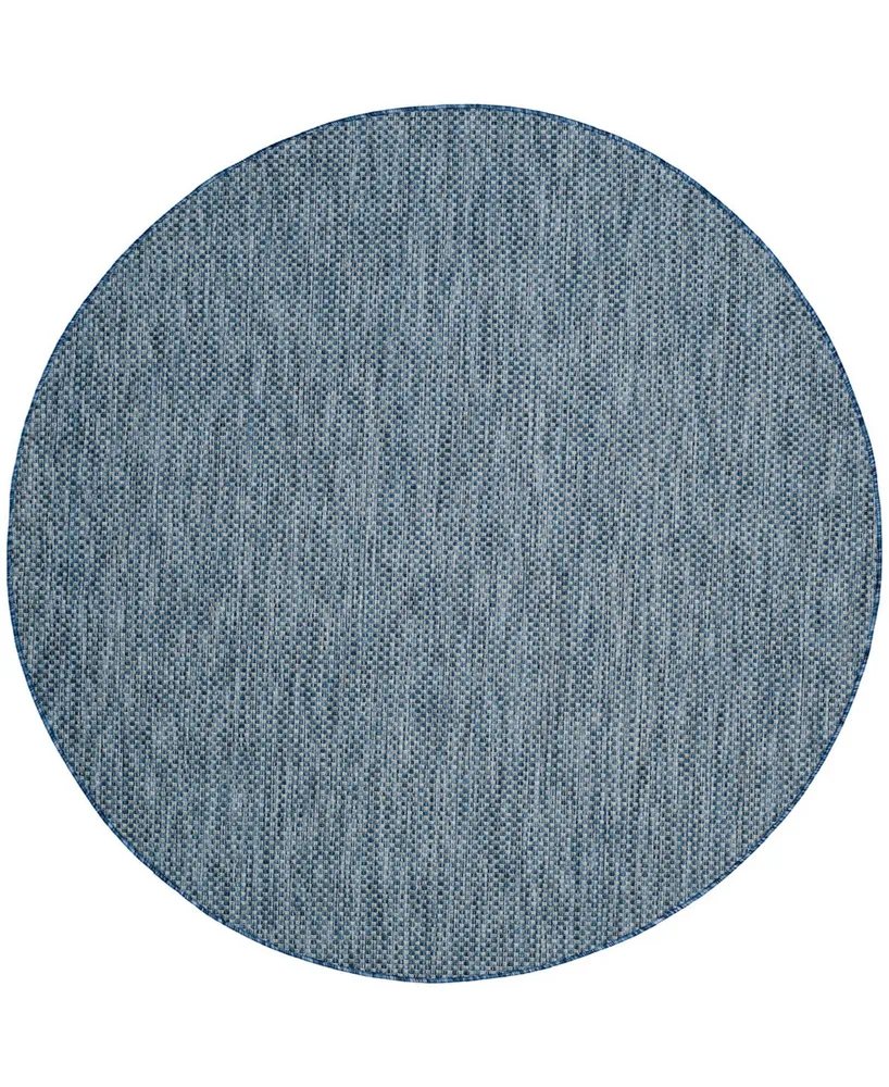 Safavieh Courtyard CY8521 Navy and Gray 5'3" x 5'3" Sisal Weave Round Outdoor Area Rug