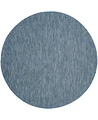 Safavieh Courtyard CY8521 Navy and Gray 5'3" x 5'3" Sisal Weave Round Outdoor Area Rug