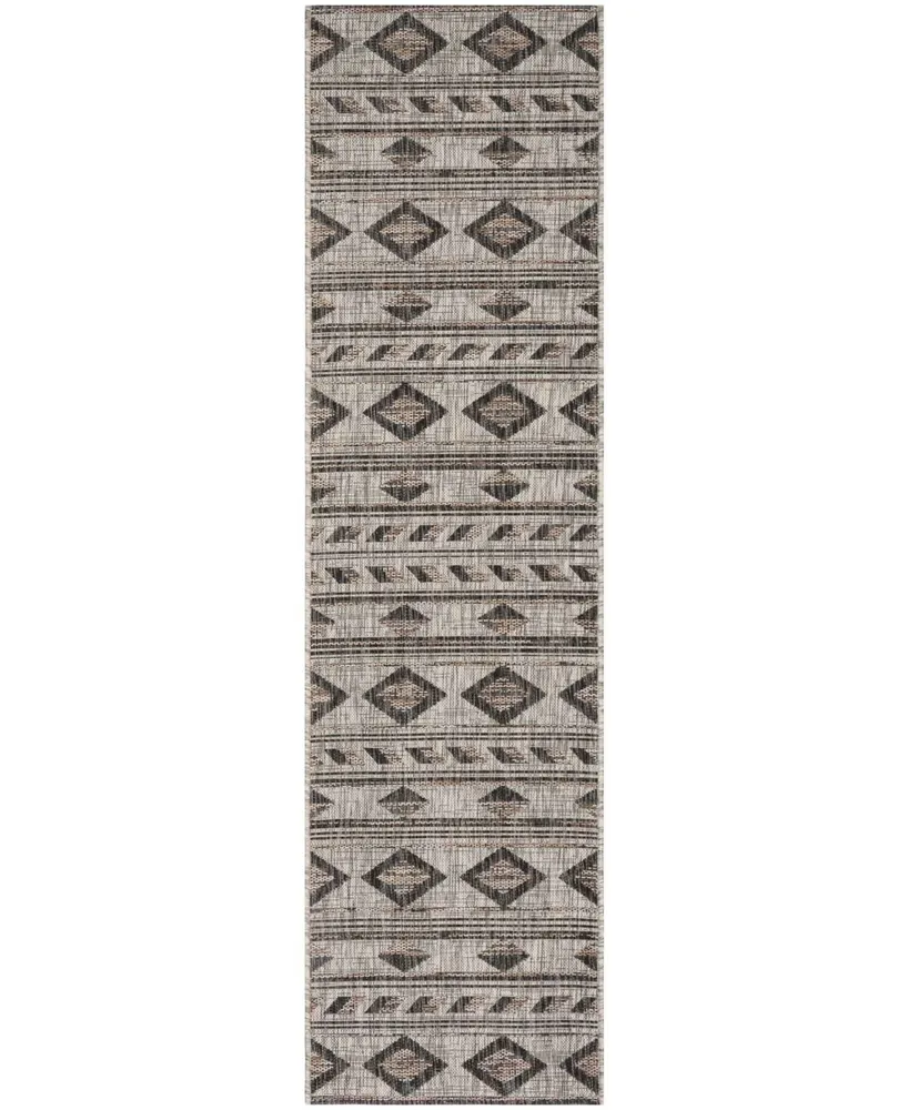 Safavieh Courtyard CY8529 Grey and Black 2'3" x 6'7" Sisal Weave Runner Outdoor Area Rug