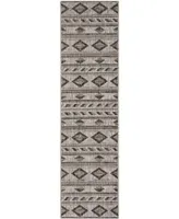 Safavieh Courtyard CY8529 Grey and Black 2'3" x 6'7" Sisal Weave Runner Outdoor Area Rug