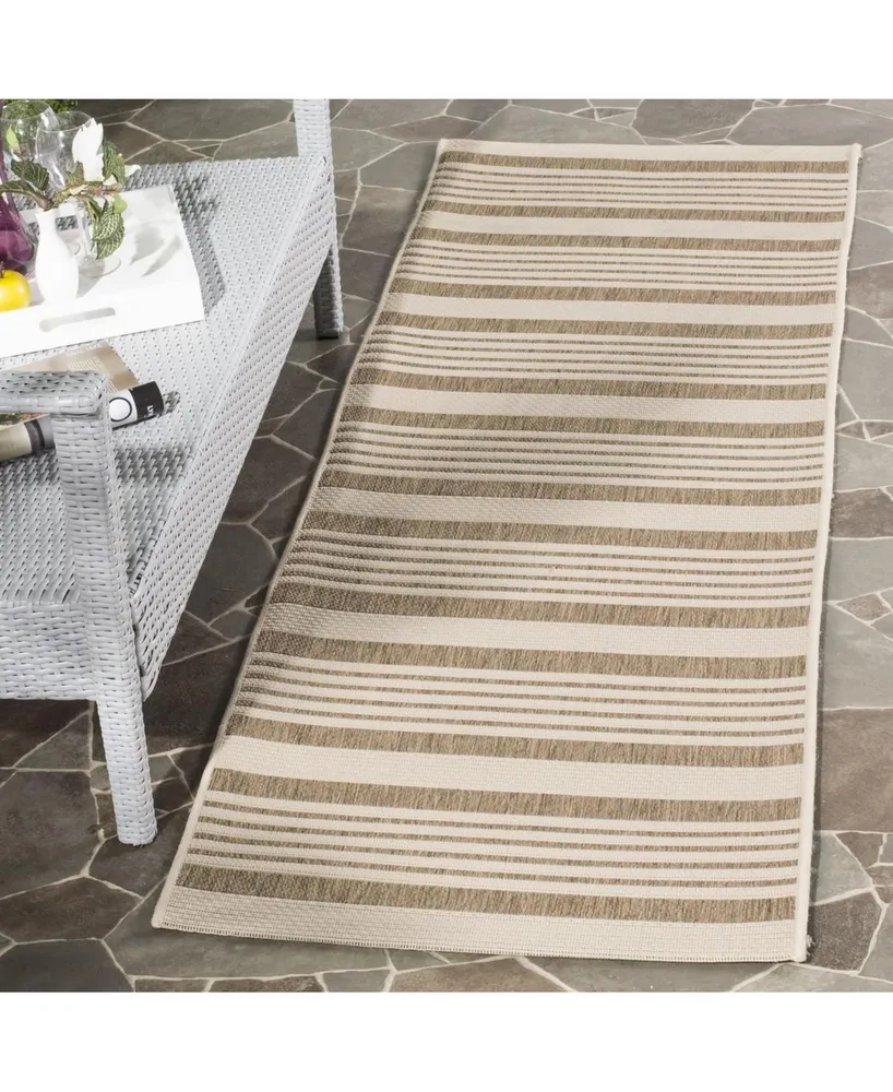 Safavieh Courtyard CY6062 Brown and Bone 2'3" x 14' Sisal Weave Runner Outdoor Area Rug