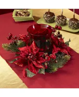 Nearly Natural Poinsettia and Berry Candelabrum