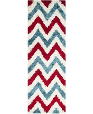 Safavieh Shag Kids SGK564 Ivory and Red 2'3" x 7' Runner Area Rug