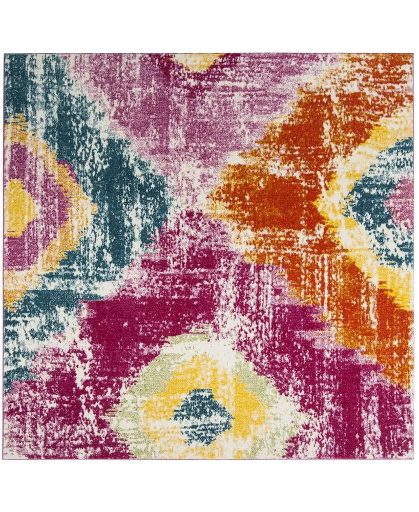 Safavieh Watercolor WTC699 Fuchsia and Orange 6'7" x 6'7" Square Area Rug