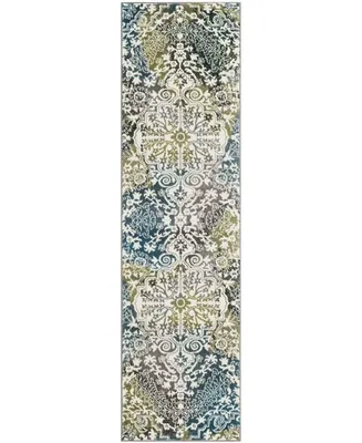 Safavieh Watercolor Ivory and Peacock Blue 2'2" x 10' Runner Area Rug
