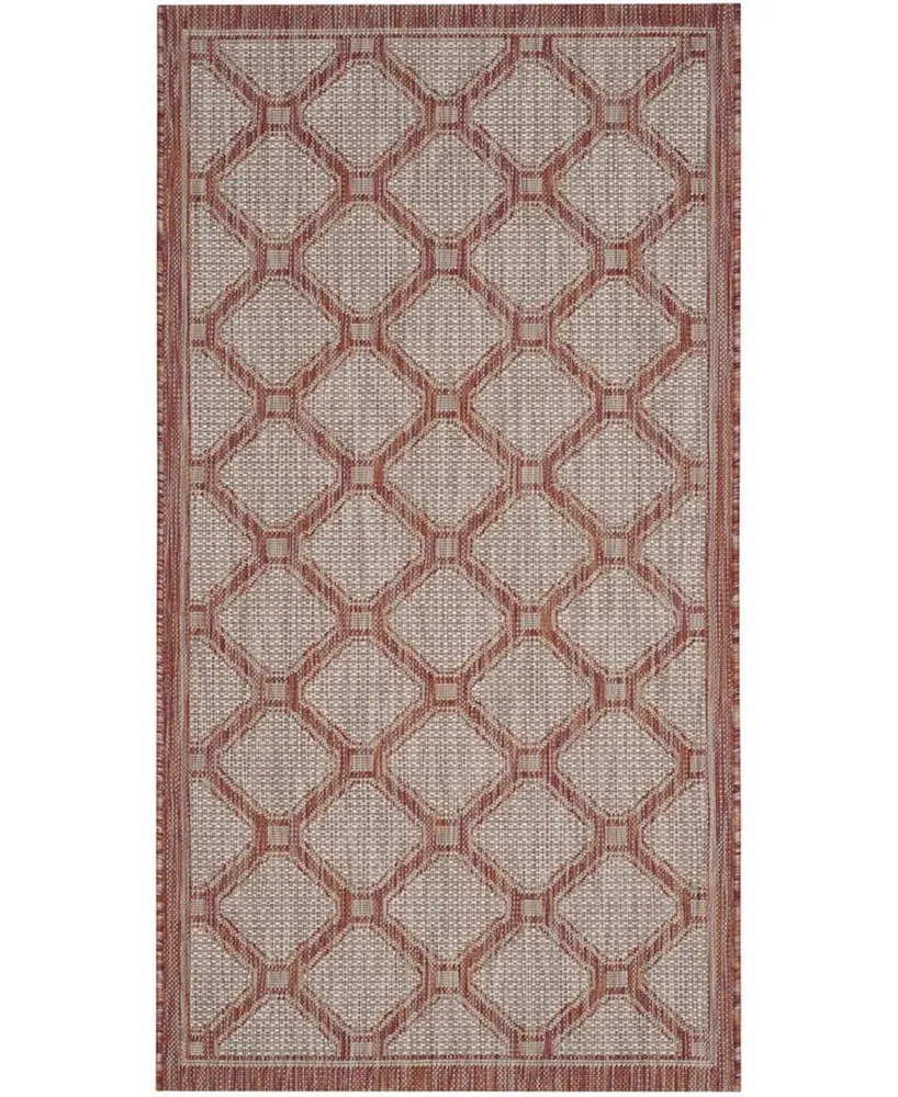 Safavieh Courtyard CY8474 Red and Beige 2'7" x 5' Sisal Weave Outdoor Area Rug