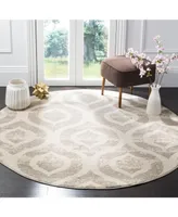 Safavieh Amsterdam AMS107 Ivory and Mauve 6'7" x 6'7" Round Outdoor Area Rug