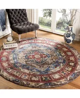 Safavieh Bijar BIJ621 Brown and Royal 6'7" x 6'7" Round Area Rug