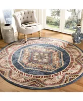 Safavieh Bijar BIJ647 Royal and Rust 6'7" x 6'7" Round Area Rug