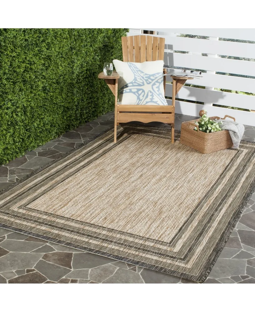 Safavieh Courtyard CY8475 Natural and Black 5'3" x 7'7" Outdoor Area Rug