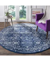 Safavieh Evoke EVK270 Navy and Ivory 6'7" x 6'7" Round Area Rug