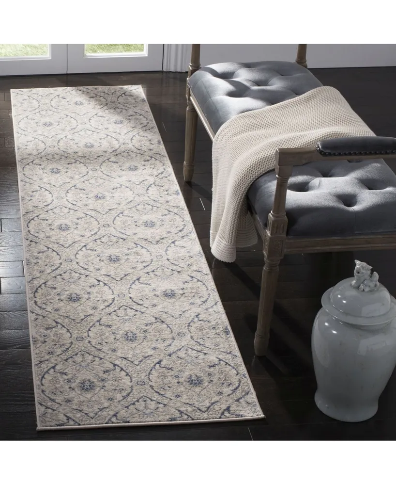 Safavieh Brentwood BNT860 Light Grey and Blue 2' x 8' Runner Area Rug