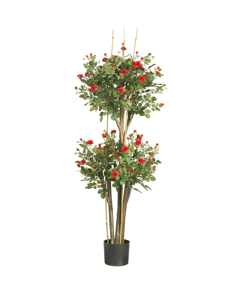 Nearly Natural 5' Mini Rose Faux Silk Tree