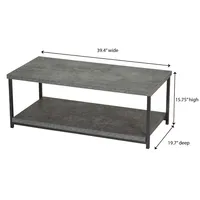 Household Essentials Slate Faux Concrete Coffee Table with Storage Shelf