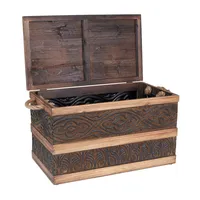 Household Essentials Metal Banded Wooden Storage Trunk