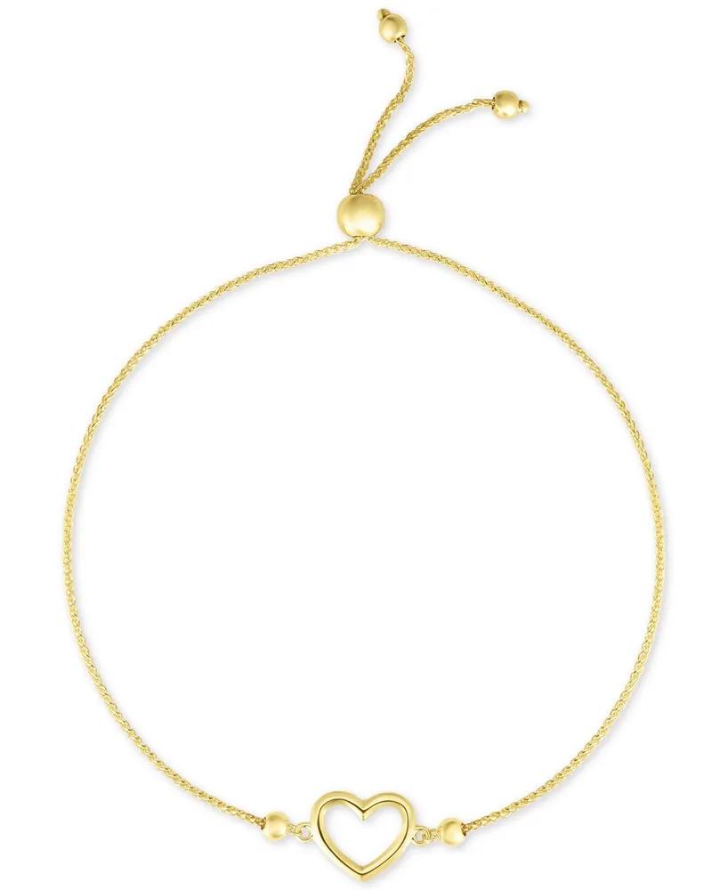 Open Heart Bolo Bracelet in 10k Gold