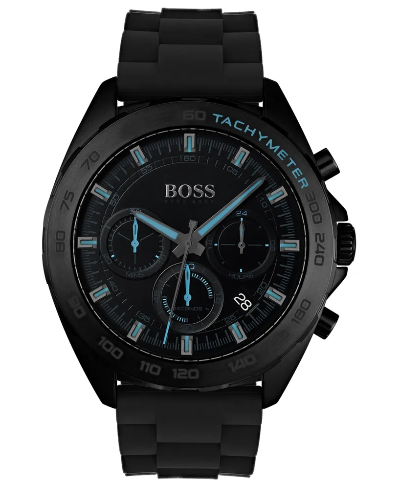 Hugo Boss Men's Chronograph Intensity Black Rubber Strap Watch 44mm