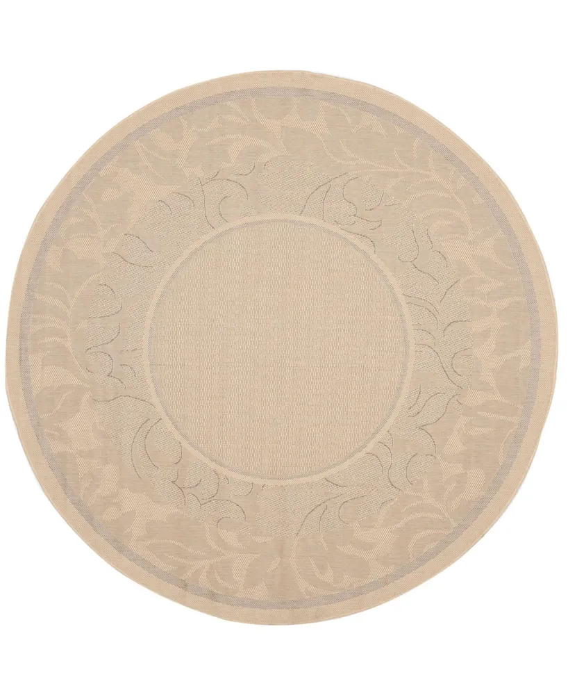 Safavieh Courtyard CY1704 Natural and 6'7" x 6'7" Round Outdoor Area Rug