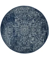 Safavieh Evoke EVK256 Navy and Ivory 6'7" x 6'7" Round Area Rug