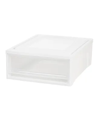 22qt Plastic Stackable Shallow Box Chest Drawer Storage, White