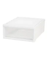 Iris 22qt Plastic Stackable Shallow Box Chest Drawer Storage, White