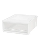 Iris Usa 4Pack 22qt Plastic Clear Stackable Modular Shallow Storage Drawers Chest Box