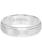 Triton Men's White Tungsten Carbide Ring, Comfort Fit Wedding Band (6mm)