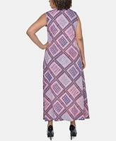 Ny Collection Plus Size Printed Wrap-Front Maxi Dress