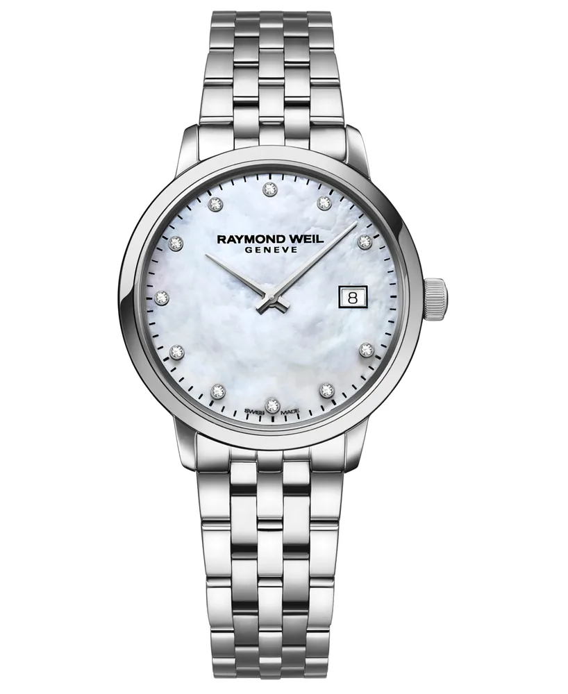 Raymond Weil Women's Swiss Toccata Diamond-Accent Stainless Steel Bracelet Watch 29mm