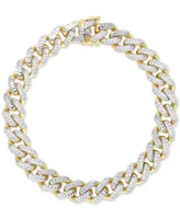 Two-Tone Wide Curb Link Hollow Bracelet in 10k Gold & 10k White Gold - Two