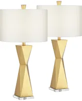 Pacific Coast Quadrangle Brushed Gold Table Lamp - Set of 2