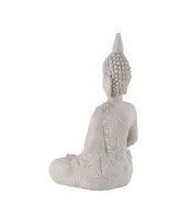 Grey Magnesium Oxide Buddha Garden Sculpture, 28 x 19 x 13