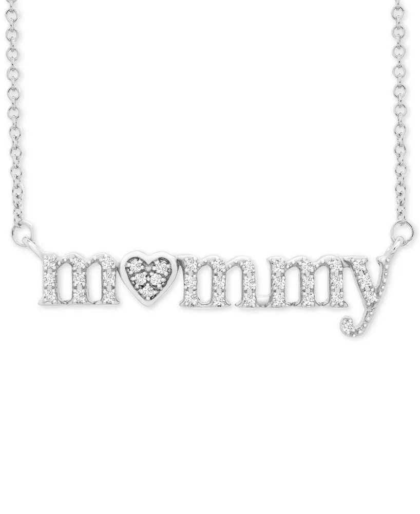 Diamond Mommy Heart 20" Pendant Necklace (1/6 ct. t.w.) in Sterling Silver