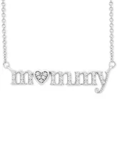 Diamond Mommy Heart 20" Pendant Necklace (1/6 ct. t.w.) in Sterling Silver