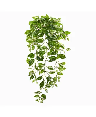 Nearly Natural 32" Purple Heart Evergreen Hanging Artificial Plant (Set of 2) (Real Touch)