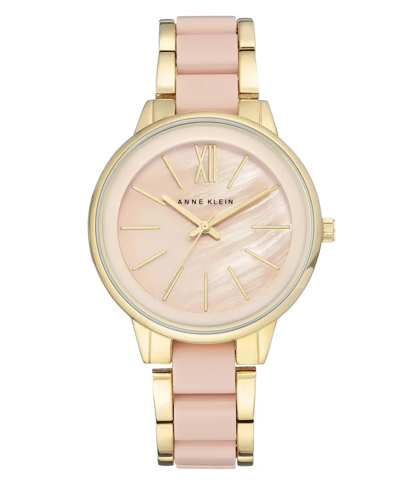 Anne Klein Women's Gold-Tone Blush Link Bracelet Watch 37mm