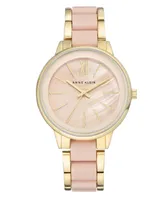 Anne Klein Women's Gold-Tone Blush Link Bracelet Watch 37mm