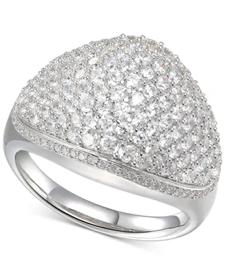 Cubic Zirconia Pave Dome Ring Sterling Silver