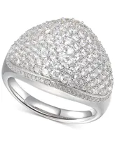 Cubic Zirconia Pave Dome Ring Sterling Silver